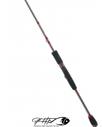 Canne à pêche verticale 68MXF 14-32gr Pêcheur des Hautes Terres posée sur fond neutre