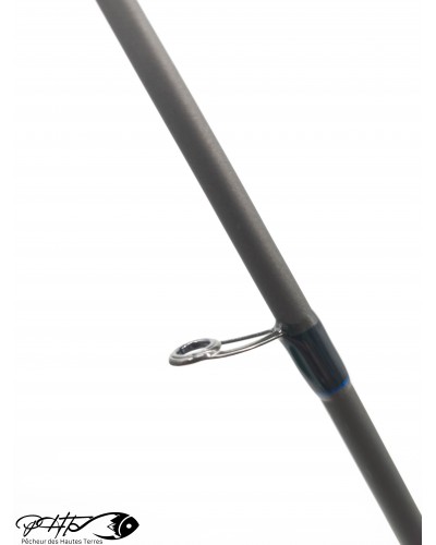 Anneaux Fuji SIC et des ligatures noires à liseré bleu sur le blank